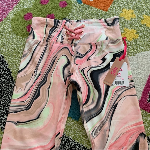 Justice Pink Marble Athletic Leggings Size M - Picture 2 of 2